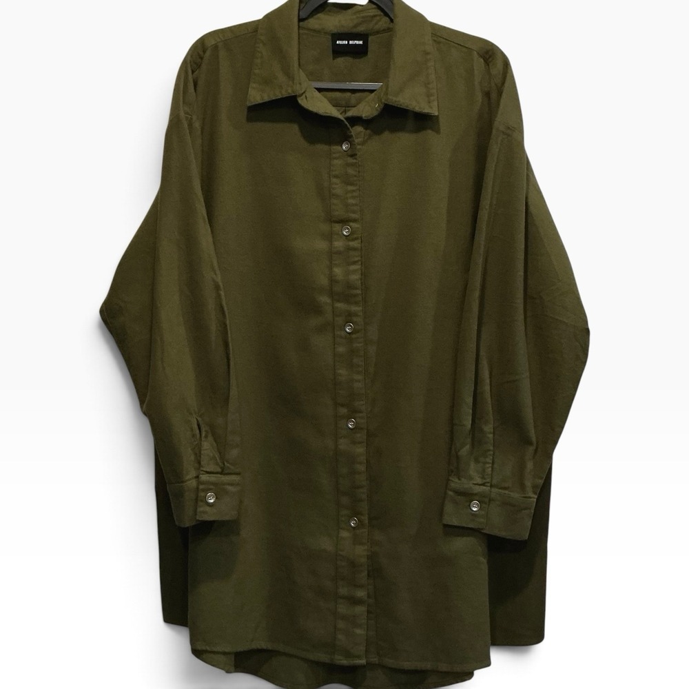 Atelier Delphine Oversized Overlay Japanese Cotton Flannel Shirt M Hunter Green